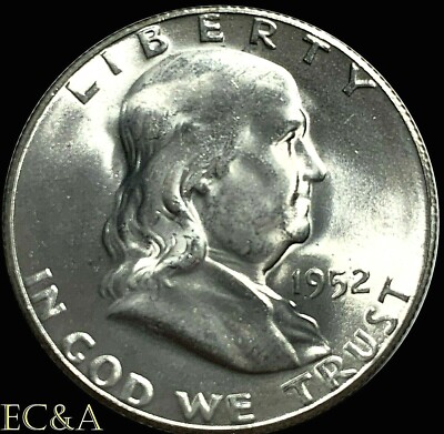 1952-S/S Franklin half dollar repunched mint mark (FS-501) showing secondary S impression offset from primary S above the Liberty Bell yoke